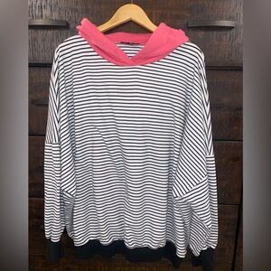 Glitzy Girlz 3X Striped Hoodie with Pink Hood